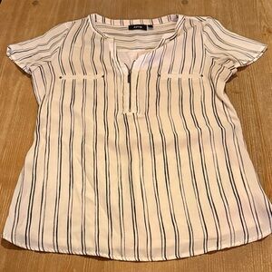 Apt. 9 Women's V-Neck Striped Blouse - Black and White